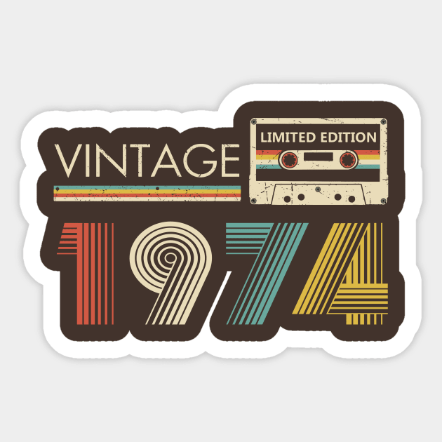 Vintage 1974 Limited Edition Cassette Sticker by louismcfarland